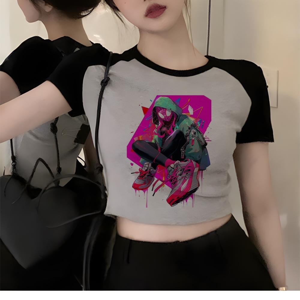Homem Aranha jul cyber y2k 90s Colheita Topo Mulher Estética