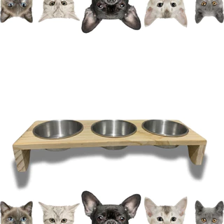 Conforto Elevado: Comedouro Triplo para Cães e Gatos Pequenos