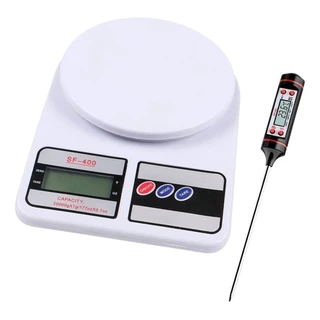 Balança Digital Cozinha + Termômetro Culinário Espeto Tp101