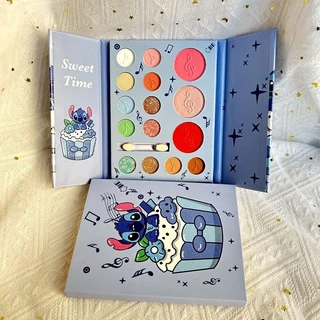 Ready Stock High-value Stock High-value Stitch Cartoon 15 Color Eyeshadow Matte Fine Flashing Destaque Três em Um Paleta de Sombra à prova de suor