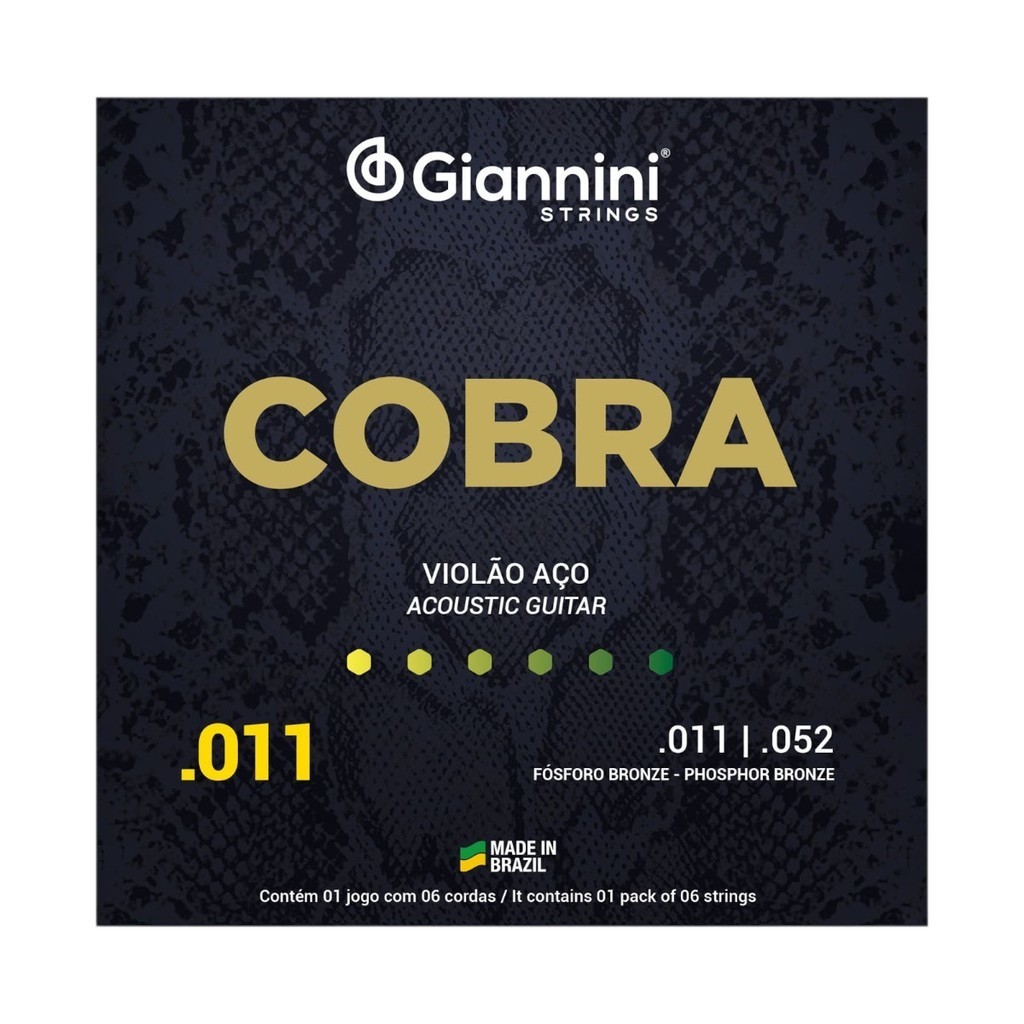 Encordoamento Violão Aço Fosforo Bronze - Giannini Cobra 011