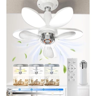 Novo - Ventilador de Teto Com Led e Controle Remoto Regulável 4 Velocidades Ventoinhas Silenciosas