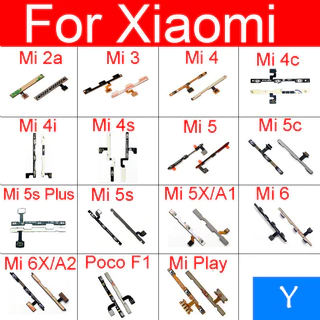 Botão liga/desliga e cabo flexível chave lateral de volume para Xiaomi Pocophone F1 Mi 6 6X 5S Plus 5X 5C 5 4S 4C 4i 4 3 2A A1 A2 Mi Play