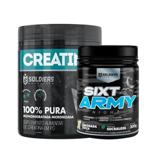 Kit Creatina 300g + Pré Treino Sixt Army Night 300g - Soldiers Nutrition