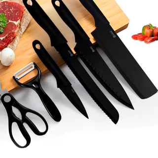 Kit De 6 Facas Inox Cozinha Profissional Antiaderente Tesoura