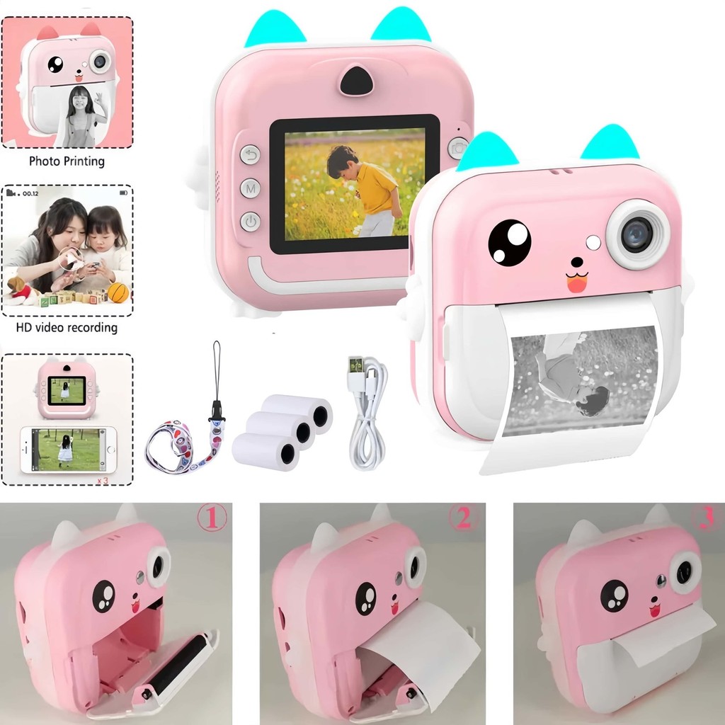 Câmera De Impressão Instantânea Para Crianças Vídeo Fotografia Digital Fotográfica Toy Mini Impressora Térmica Boy Girls