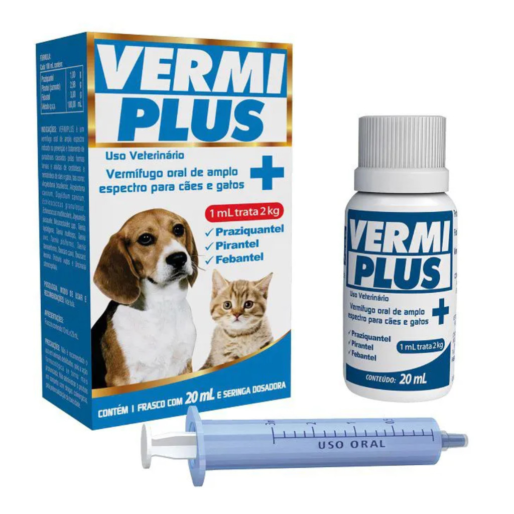Vermi Plus 20ml – Vermífugo Oral para Cães e Gatos | Shopee Brasil