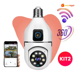 Kit de câmera de segurança de lente dupla 360°Visão Noturna Wifi4k e Aplicação Yoosee