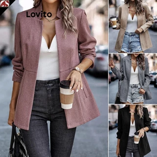Lovito Casaco feminino elegante estilo simples para deslocamento diário LNL51230