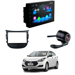 Central Multimídia CarPlay Mp5 2 Din Faaftech 7 Polegadas + Câmera de Ré Borboleta + Moldura 2din HB20
