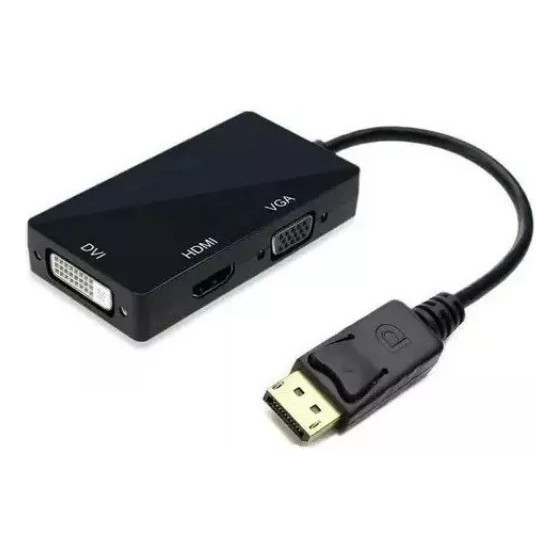 Adaptador Conversor 3 Em 1 Display Port Para Dvi Hdmi Vga Fx