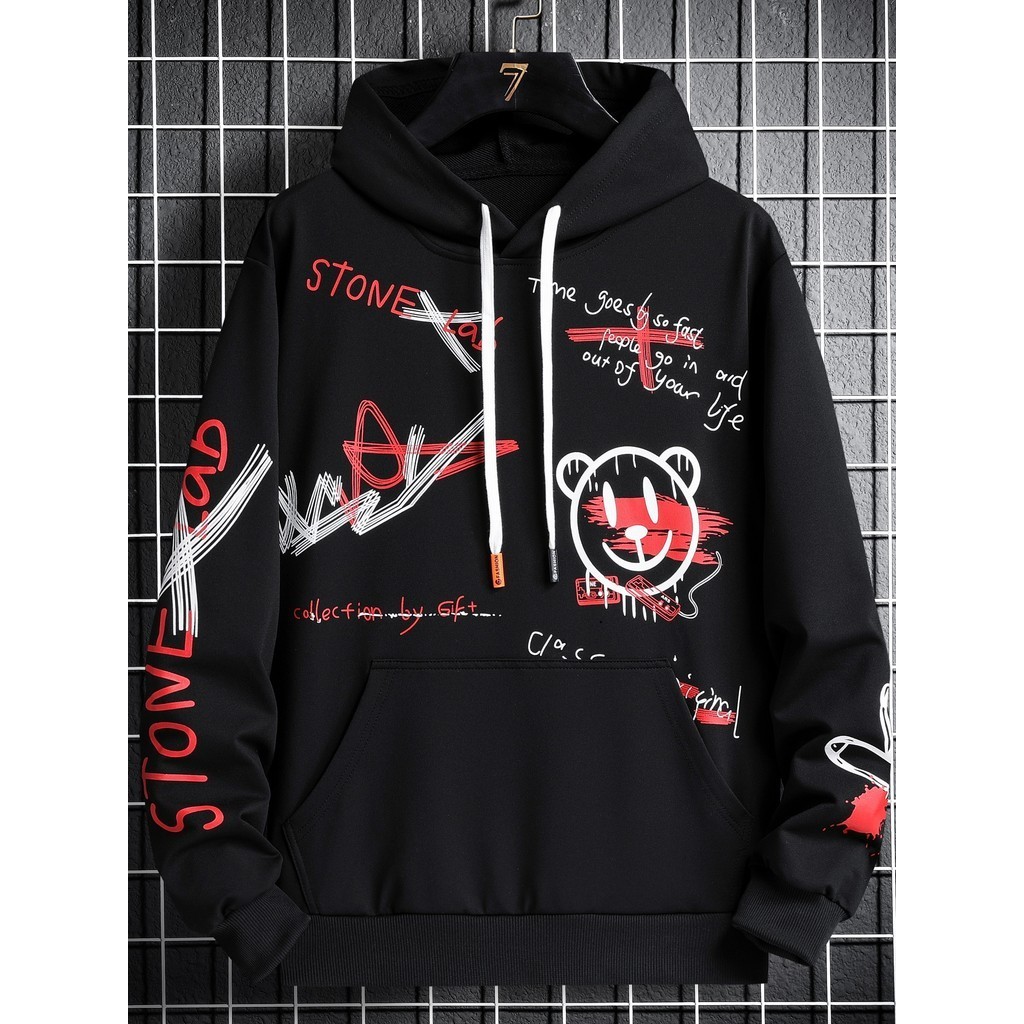 Blusa Moletom Moleton com capuz inverno frio desenhos riscos arte vintage old school rotos emoji