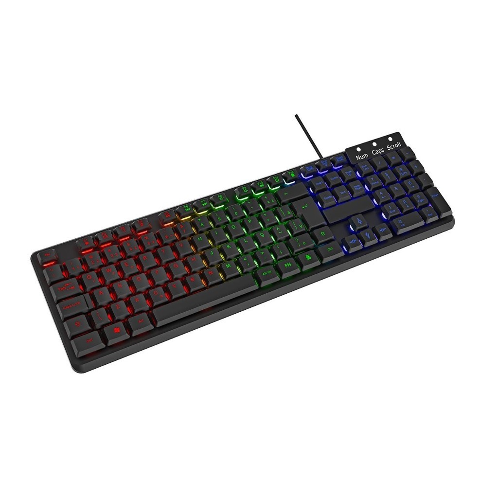Teclado Gamer Evolut EG215 Triumph C/Fio Led Rainbow Preto Black