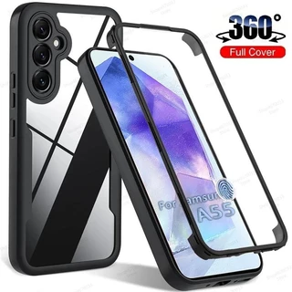 Para Samsung Galaxy A25 A55 A35 A15 A05S 4G A05 A24 A25 A14 A34 A54 A13 5G A13 4GLIE A33 A53 A73 A02S/A03S 360 Protetor De Tela De Corpo Inteiro Capa De Telefone Transparente À Prova De Choque