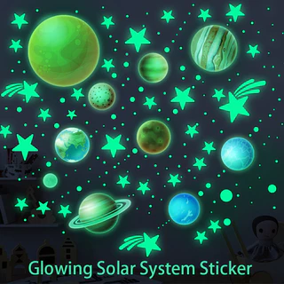 Teto Estrela Luminosa 9 Planetas + 435 Pontos Autocolantes Fluorescentes De Parede Infantil Estrelas Para Crianças Meninas Quartos De Meninos