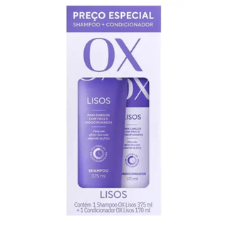 Kit Shampoo 375ml + Condicionador 170ml OX Lisos Cabelos Com Frizz e Indisciplinados