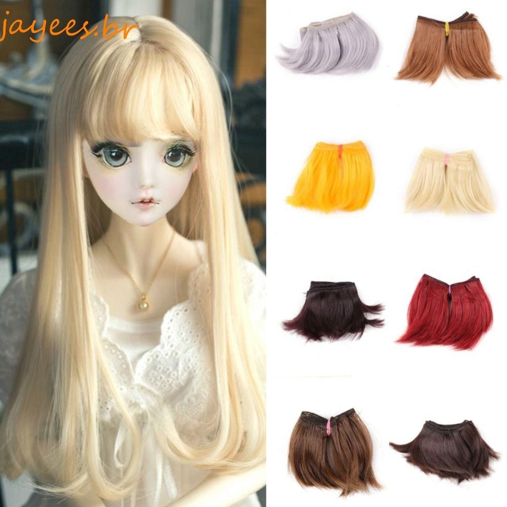 JAYEES Cabelos Curtos Lisos Doll Hair , Faixa De Testa 5 * 100CM BJD Row ,  Acessórios De Peruca DIY Natural Black Fake SD Children | Shopee Brasil