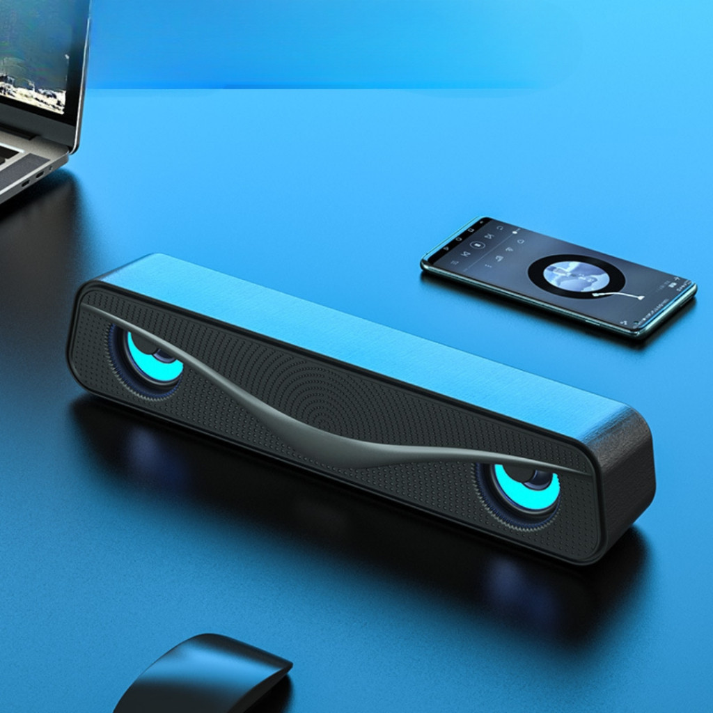 Caixa De Som Para PC Subwoofer Soundbar LED RGB Tv Computador Notebook