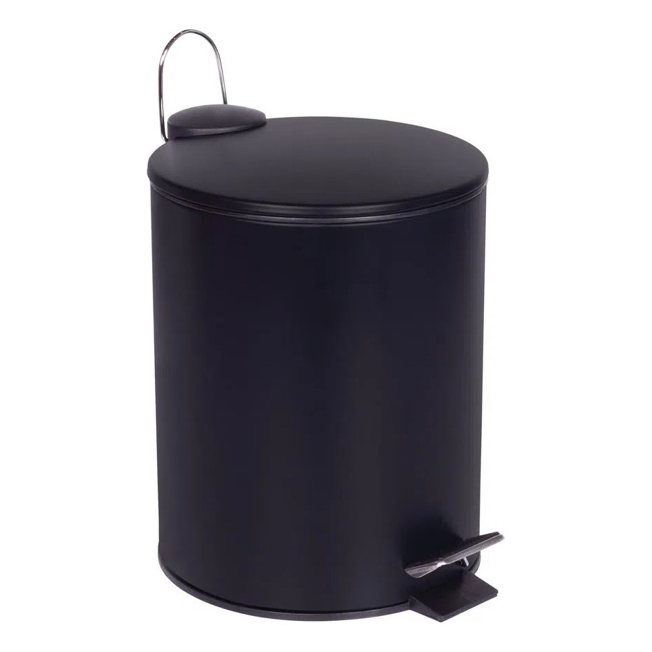 Lixeira Inox Com Pedal E Cesto Removível 5l Preto