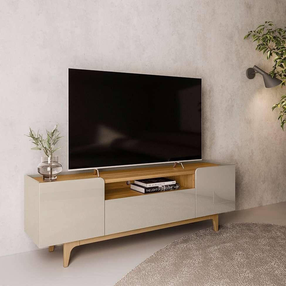 Rack para TV até 75 Polegadas Orlando 3 PT Tauari e Off White 180 cm ...