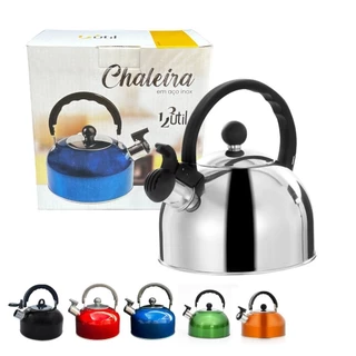 Chaleira Inox Indução Bule De Café Chá Com Apito 2 Litros