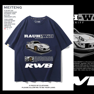 Atitude RWB Modificado RWB Modificado Automóvel Hobby Periférico Automóvel Puro Algodão Camiseta Homens Mulheres Fãs de Automóvel Manga Curta Meia Manga Solta