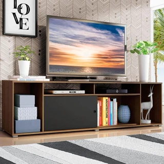 Rack para TV até 65 Polegadas Madesa Cancun - Rustic/Preto em Oferta na Shopee