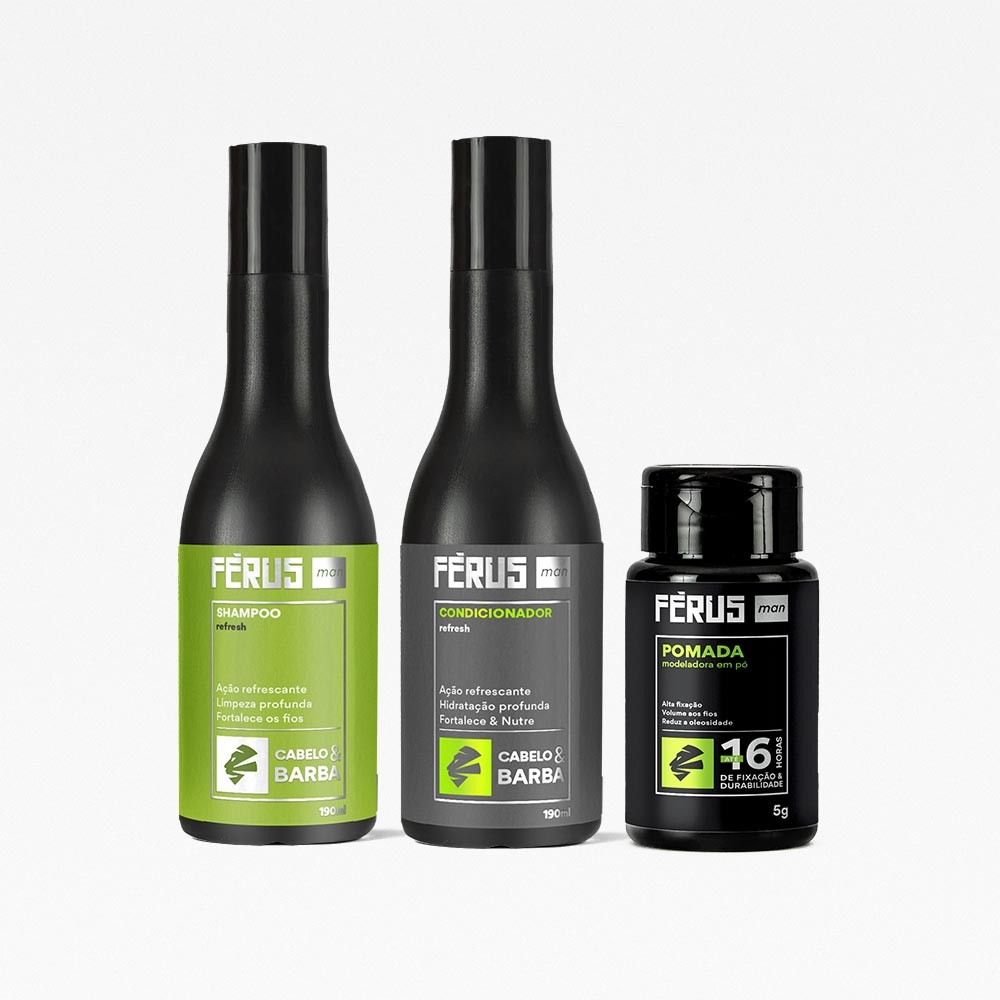 Shampoo + Condicionador Férus Man Refresh + Pomada em Pó | Shopee Brasil