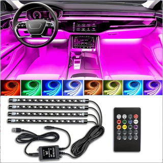 1 Peça 72/48/36 LED RGB Interior Do Carro Sob O Assento Luzes Com Cigarro USB Interiores Automotivas Tira Decoração Barr