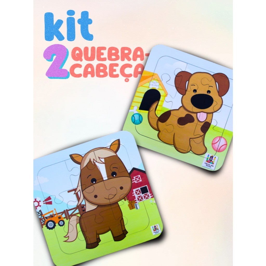 Brinquedo 2 Quebra Cabeça Para Criança Apartir 4 Anos 9 Peças | Shopee ...