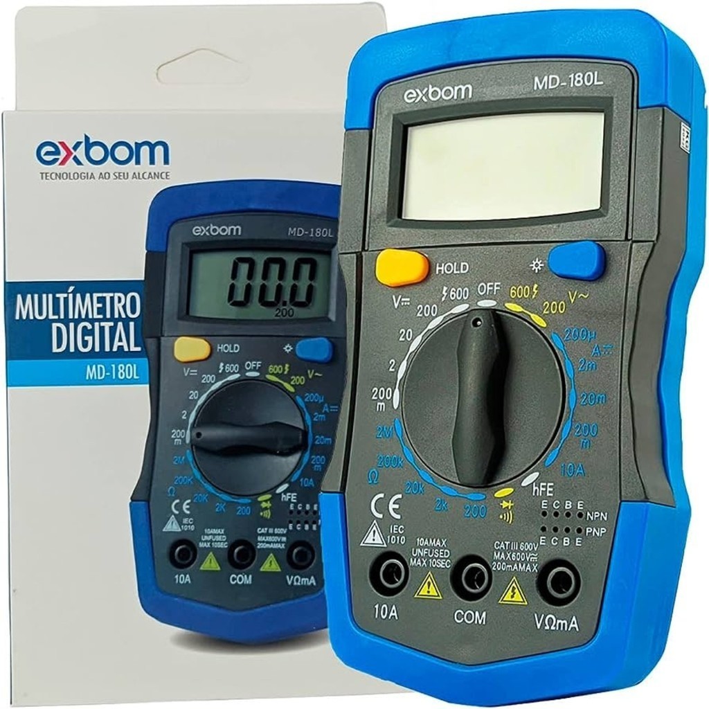 Multímetro Profissional Exbom MD-180L digital com 3 dígitos painel ...