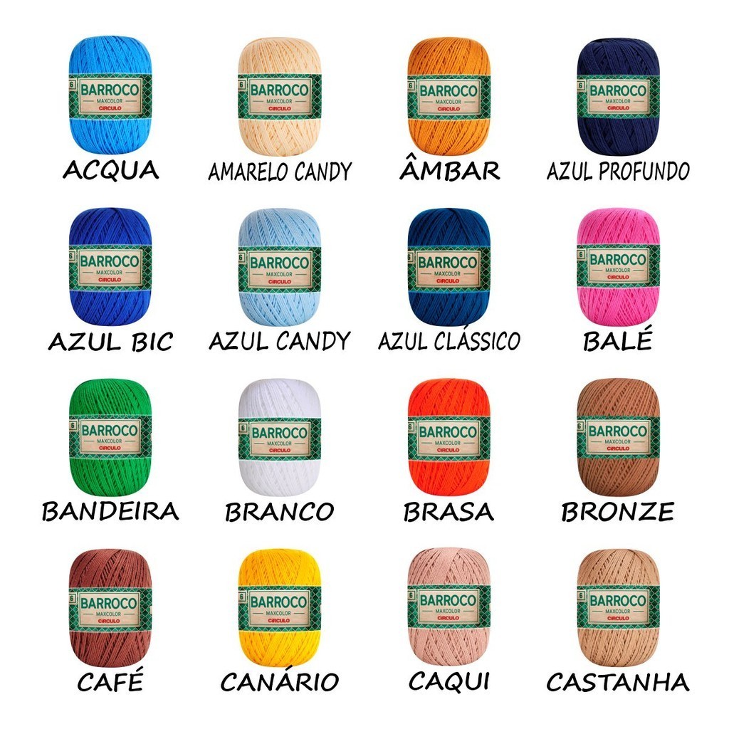 Barbante Barroco Linha Maxcolor 6 Fios 200gr Círculo - A a L | Shopee ...