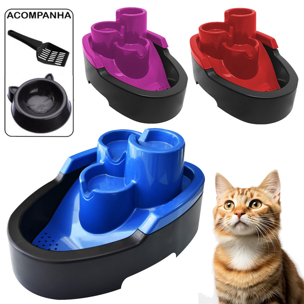 Fonte Bebedouro Automático Gato Pet 2,5L Bivolt + Acessórios