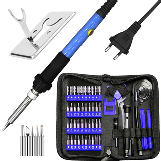 Kit Chaves Reparo e Manutenção Celular 56em1 + Ferro de Solda 60w com Ajuste de Temperatura