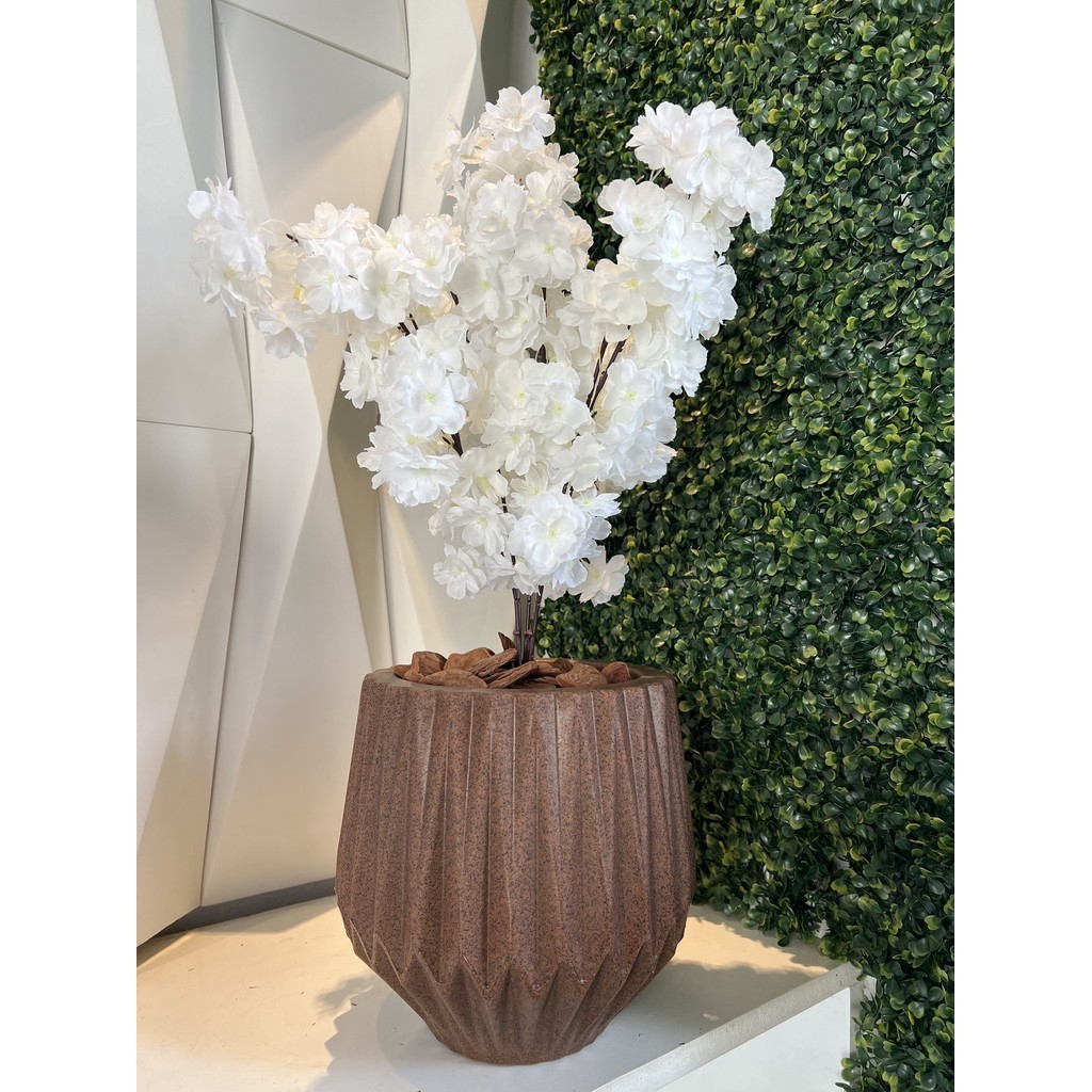 Flor Cerejeira Pessegueiro Artificial Buque Com Vaso Planta | Shopee Brasil