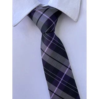 Gravata Xadrez Semi Slim Roxa