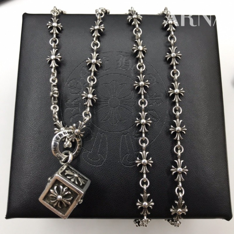【Sem caixa】60cm Colar Chrome Hearts Dados Pingente Estilo Vintage X0016