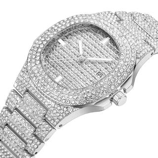 Relógio Unisex Iced Out De Quartzo , Aço Diamantado , Relógios Hip Hop , Marca Superior , Luxo , Moda , Quente , Homens , Mulheres