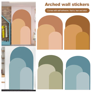 HJw_ Wall Autocolante Estilo Boho Casca De Arco E Bastão Removível Em PVC Para Sala De Estar Mural Decalque Casa