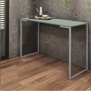 Mesa Escrivaninha Escritório Aparador e Home Office Stan Industrial Ferro Cinza Tampo MDF Verde Oliva - Ahazzo Móveis