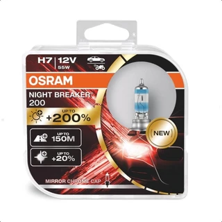 PAR LAMPADA H7 12V NIGHTBREAKER 200% + LUZ OSRAM