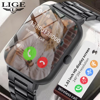 LIGE Original Novo Relogio Inteligente BT Chamada De Pressão Arterial Full Touch Fitness Tracker Vida À Prova D