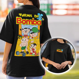 Camiseta Oversized Feminina Roupas de Treino Crossfit Camisetão Look de Academia Turma da Bomba