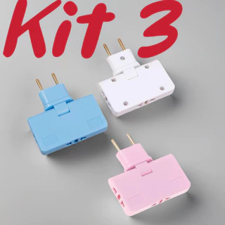 Kit  3 Adaptador de extensão de plugue de alimentação 3 em 1 ajustável em 180 graus em Oferta na Shopee