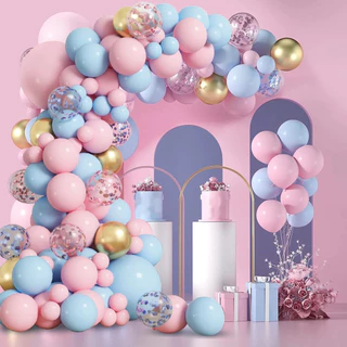 Kit (130 Balões) P/ Arco Descontruido Chá Revelação Bexiga Balao Decoração Sexo Bebe Bubble+Fita