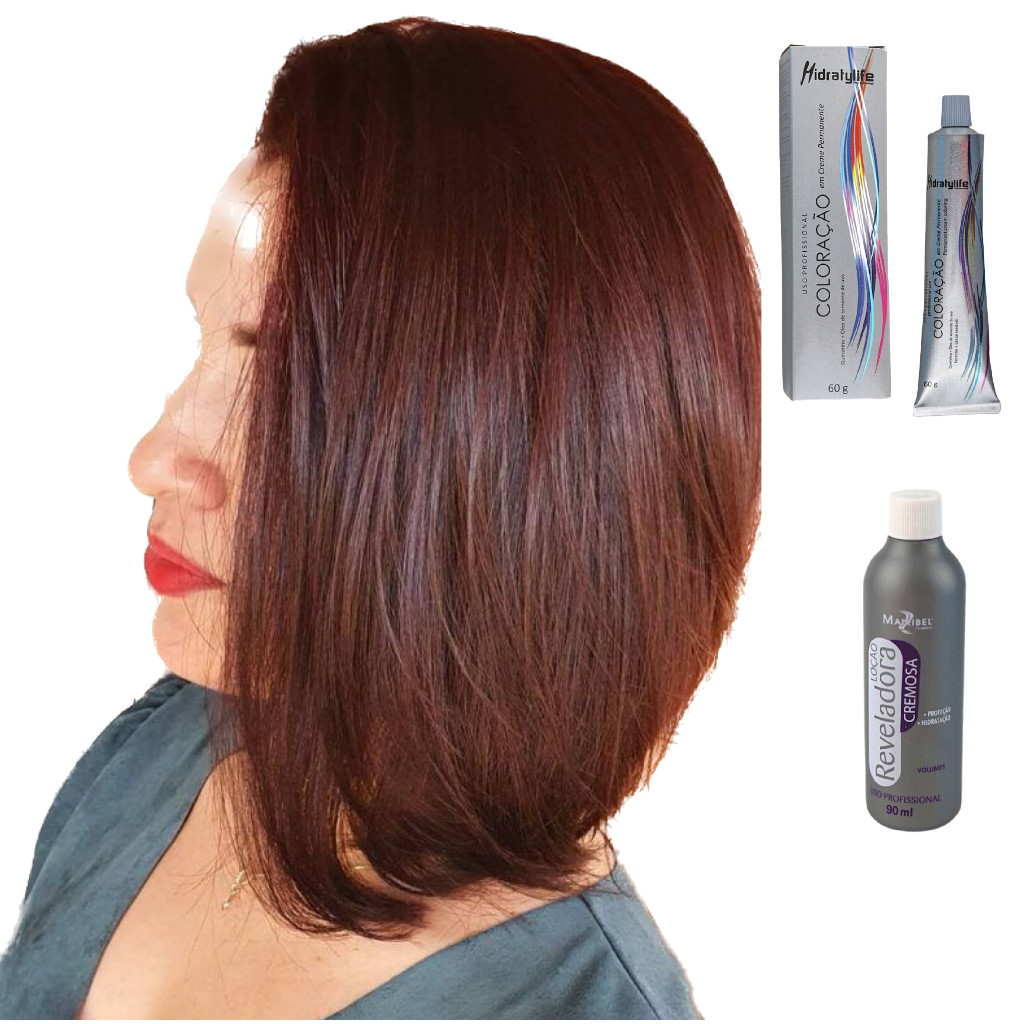 Tinta de Cabelo 6.4 Loiro Escuro Acobreado + Ox20 Mairibel | Shopee Brasil
