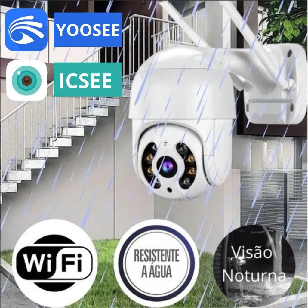 Câmera Externa Ip a Prova D'água com Infravermelho Alarme Wifi Hd Sensor De Movimento Bivolt 110/220 app yoosee ou icsee externa