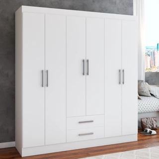 Guarda-Roupa Casal ártico 6 Portas 2 Gavetas Branco - Panorama Móveis