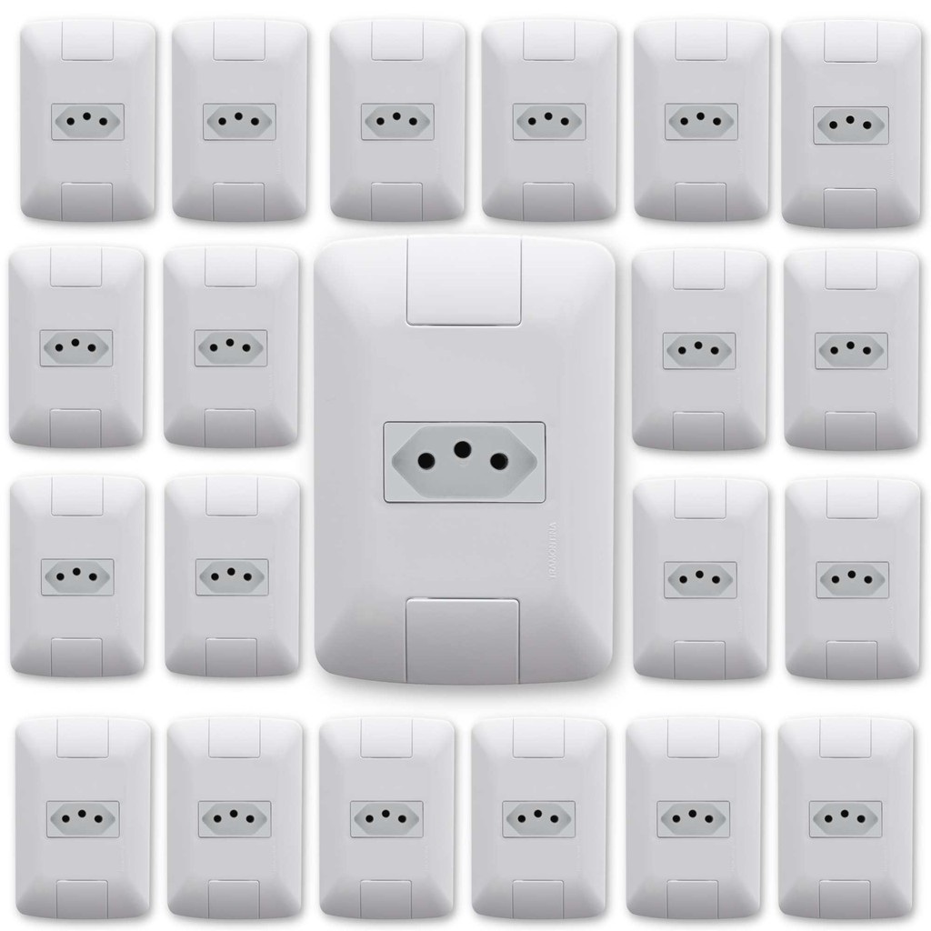 Conjunto Tomada Tramontina Aria Kit 20 Unidades 2P+T 10 A