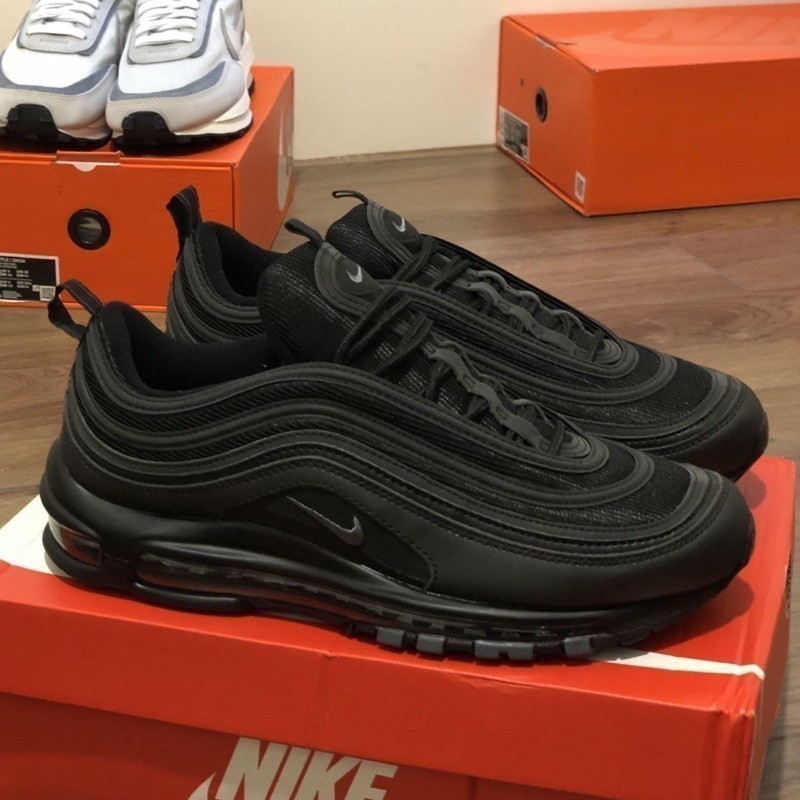 Top Air Max 97 Full Preto Cinza Elástico Gancho 3m Sapatos Casuais Reflexão Completa Correspondência 921733-001